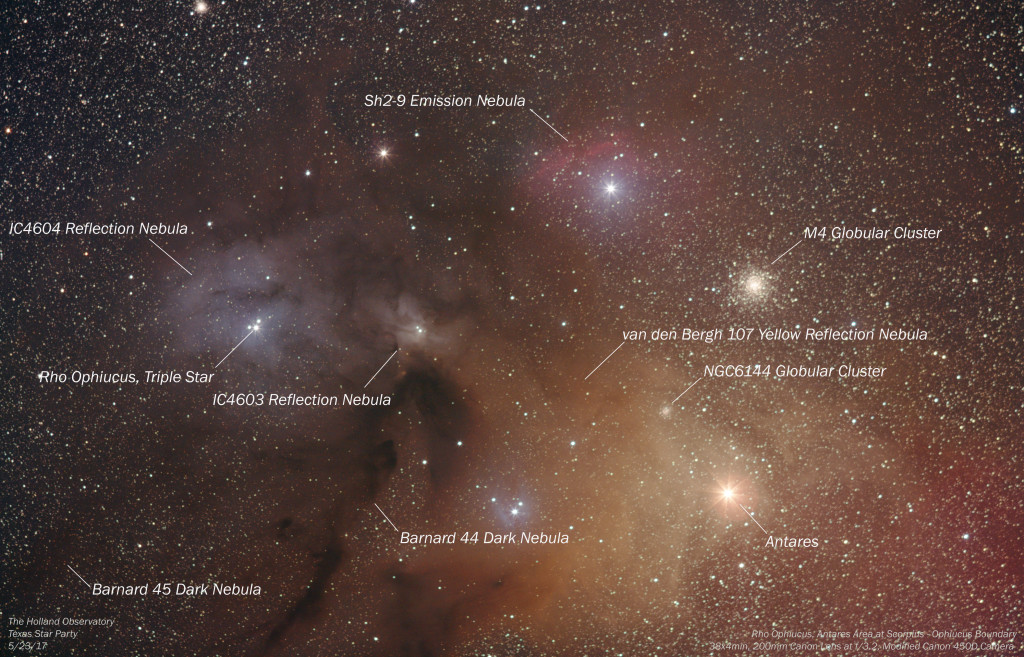 Rho Ophiucus, Antares Area at Scorpius - Ophiucus Boundary