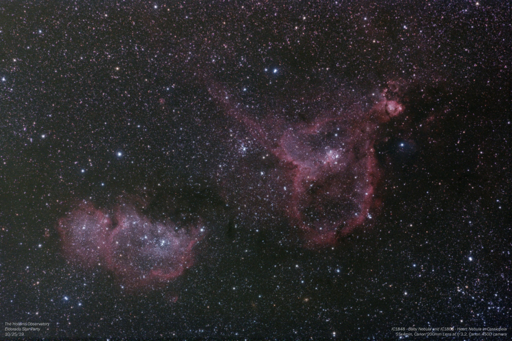 IC1848 - Baby Nebula, IC1805 - Heart Nebula in Cassiopeia