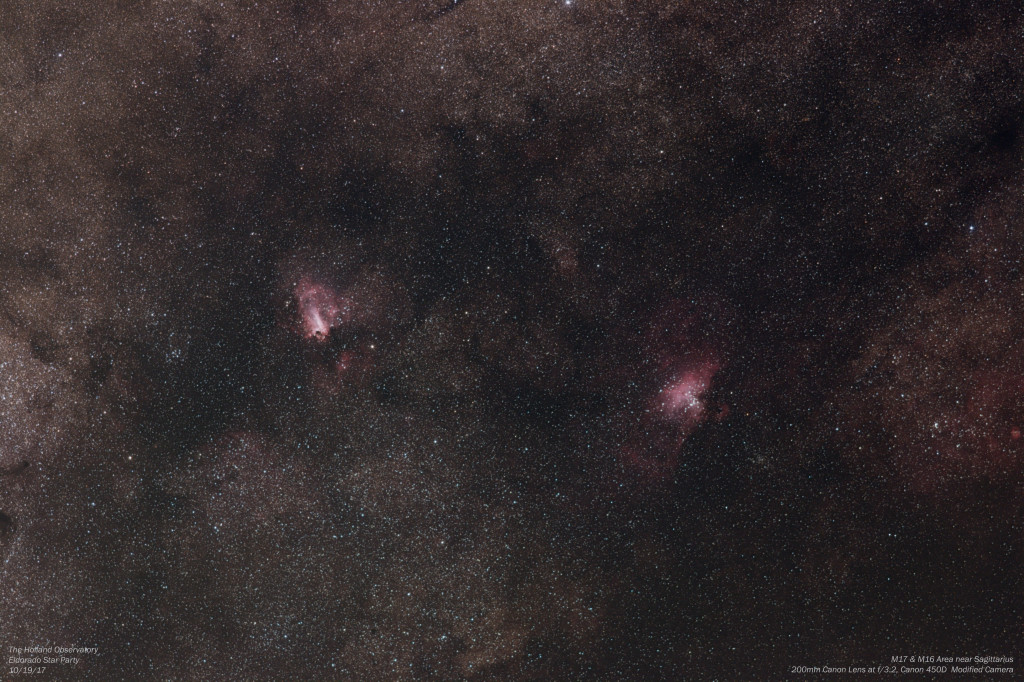 M17 - Swan Nebula, M16 - Eagle Nebula near Sagittarius