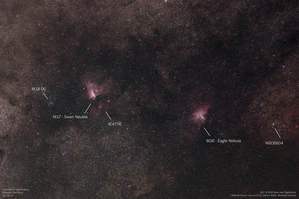 M17 - Swan Nebula, M16 - Eagle Nebula near Sagittarius