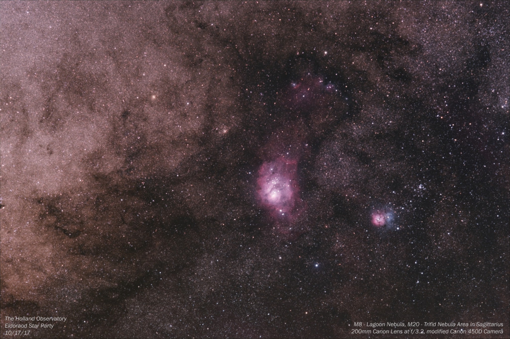 M8 - Lagoon Nebula, M20 - Trifid Nebula Area in Sagittarius