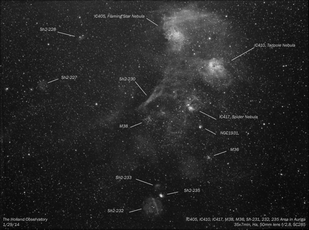 Central Auriga Area with Labels