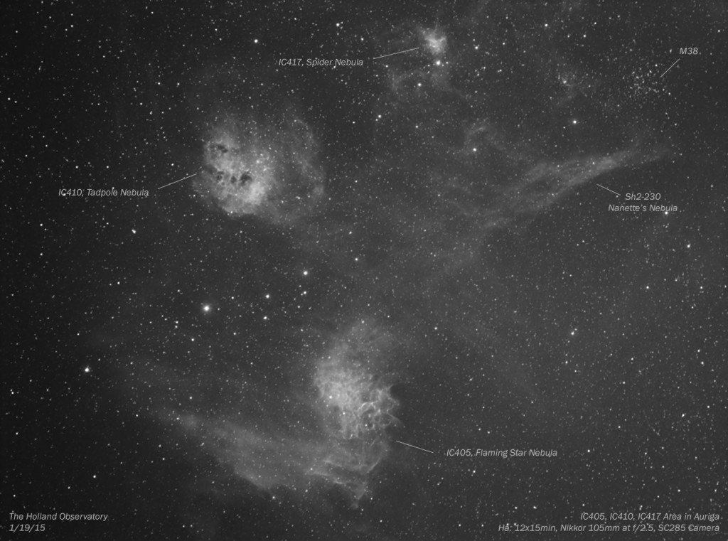 Central Auriga Area with Labels